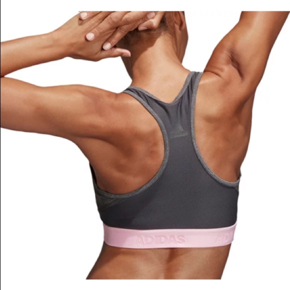 NWT Pink and Grey Sports Bra Non-Padded Adidas Don’t Rest Alphaskin - Picture 4 of 11